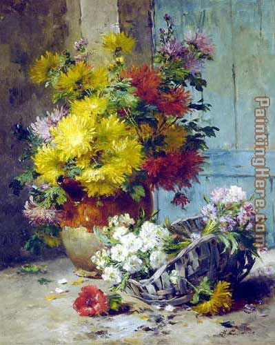 Still Life of Summer Flowers painting - Eugene Henri Cauchois Still Life of Summer Flowers art painting